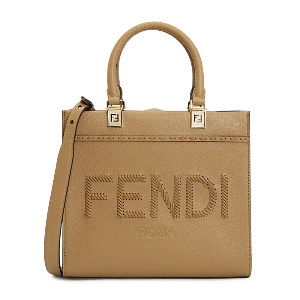 FENDI FF Jacquard Shopper Tote Shoulder Bag Brown